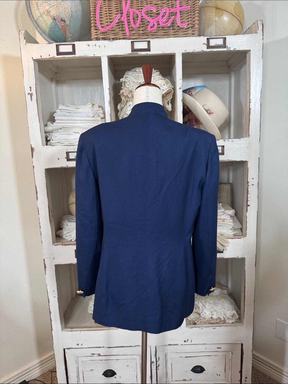 Dior Vintage 80s-90s Navy Single-Button Open Front Blazer - Picture 7 of 8